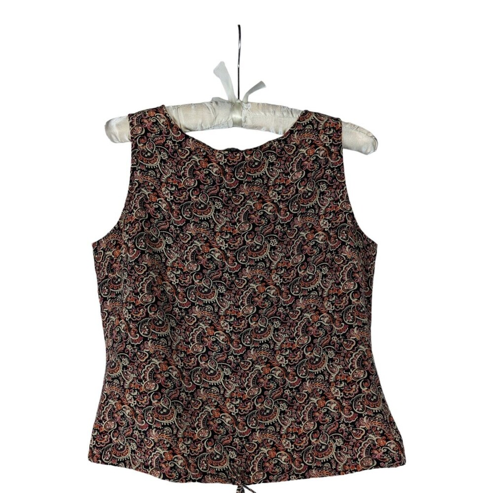 Vintage Merona 100% Silk Paisley Tie Hem Cami Tank Top Medium 90s Whimsigoth